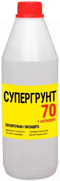 Super Decor ВД-АК-006 Супергрунт 70 + Антисепт грунт акриловый универсальный глубокого проникновения (1 кг) бесцветный