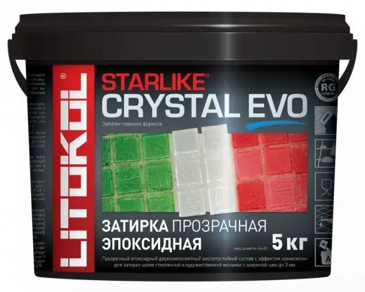 Литокол Starlike Crystal Evo затирка эпоксидная двухкомпонентная с эффектом хамелеон (5 кг (компонент А (паста) + компонент В (отвердитель) S.700 бесц