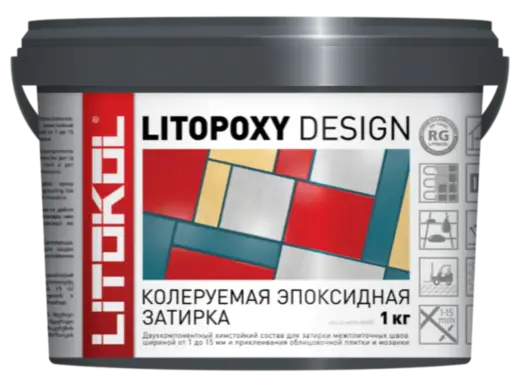 Литокол Litopoxy Design затирка эпоксидная колеруемая (1 кг (компонент А (паста) + компонент Б (отвердитель) цветная (компонент А), янтарная (компонен