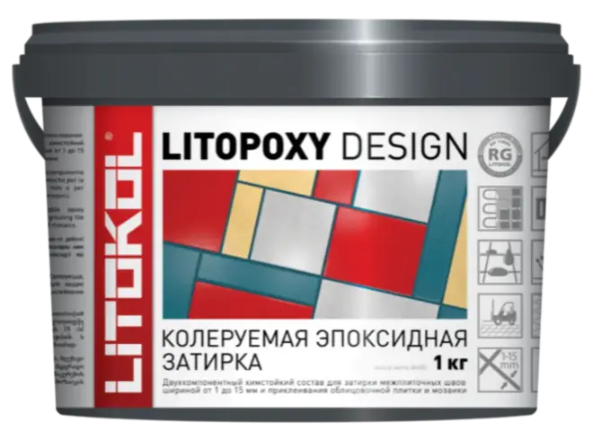 Литокол Litopoxy Design затирка эпоксидная колеруемая (1 кг (компонент А (паста) + компонент Б (отвердитель) цветная (компонент А), янтарная (компонен