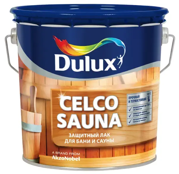 Dulux Luxium Celco Sauna защитный лак для бани и сауны на водной основе (2.5 л) полуматовый