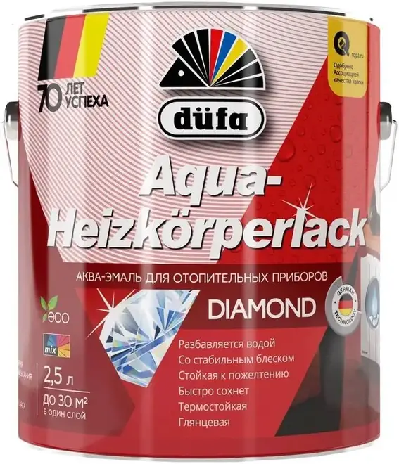 Dufa Aqua-Heizkorperlack аква-эмаль для отопительных приборов (2.5 л) белая