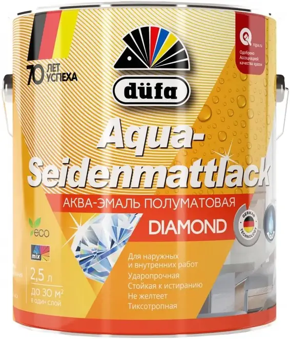 Dufa Aqua-Seidenmattlack аква-эмаль полуматовая (2.5 л) белая