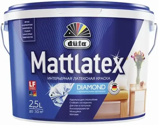 Dufa Mattlatex Diamond интерьерная латексная краска с керамическими частицами (2.5 л) белая