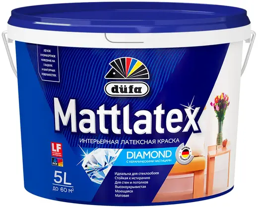 Dufa Mattlatex Diamond интерьерная латексная краска с керамическими частицами (5 л) белая