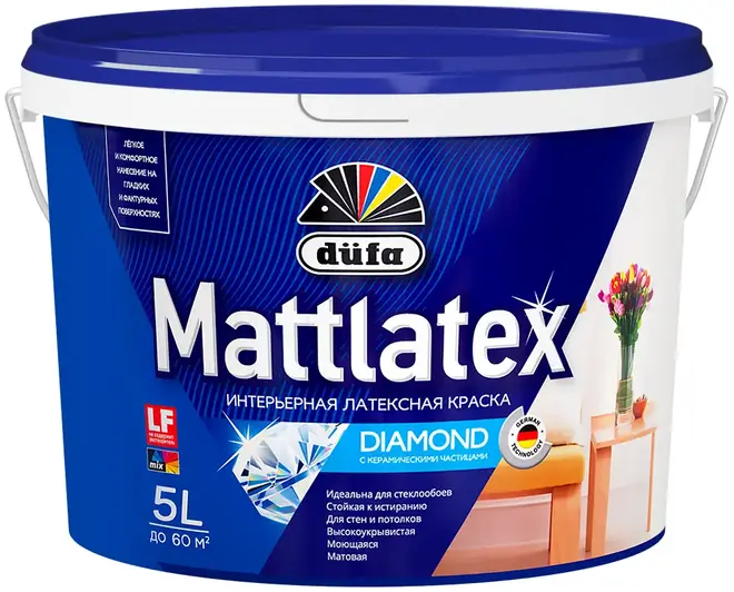 Dufa Mattlatex Diamond интерьерная латексная краска с керамическими частицами (5 л) белая