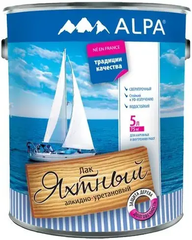 Alpa лак яхтный алкидно-уретановый сверхпрочный (5 л)