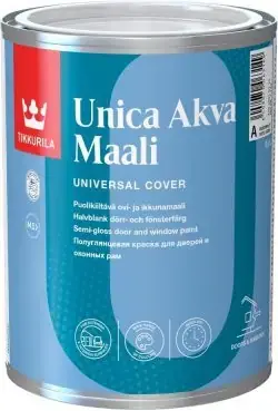 Тиккурила Unica Akva Maali полуглянцевая краска для дверей и оконных рам (900 мл) белая