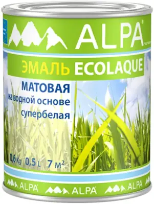 Alpa Ecolaque эмаль на водной основе супербелая (500 мл) супербелая матовая