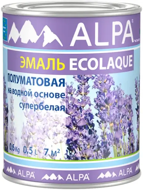 Alpa Ecolaque эмаль на водной основе супербелая (500 мл) супербелая полуматовая