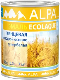 Alpa Ecolaque эмаль на водной основе супербелая (500 мл) супербелая глянцевая