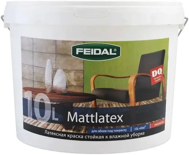Feidal Mattlatex латексная акриловая краска стойкая к влажной уборке (10 л) белая база 1
