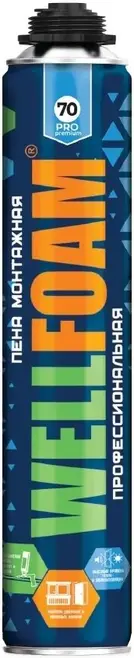 Wellchem Wellfoam 70 Pro Рremium пена монтажная профессиональная всесезонная (1 л)