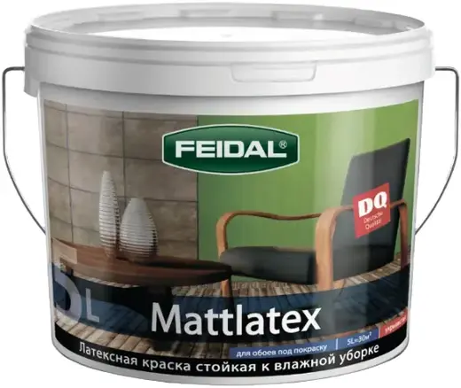 Feidal Mattlatex латексная акриловая краска стойкая к влажной уборке (5 л) белая база 1