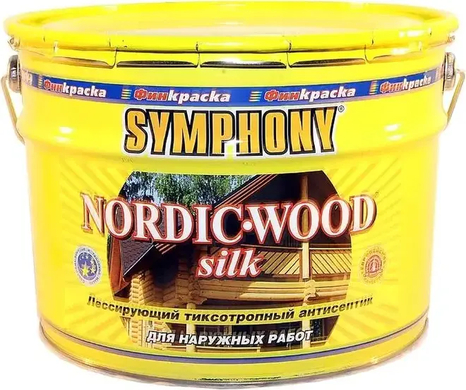 Финкраска Симфония Nordic-Wood Silk лессирующий тиксотропный антисептик (10 л) бесцветный