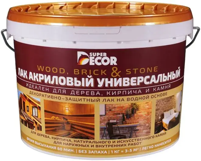 Super Decor лак акриловый универсальный на водной основе (10 кг) полуматовый