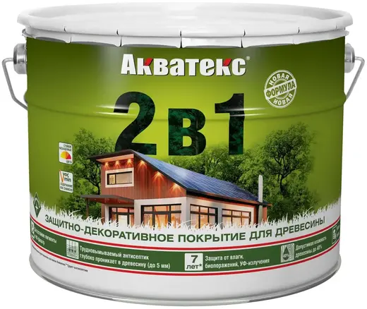 Акватекс 2 в 1 защитно-декоративное покрытие для древесины (9 л) бесцветное Россия