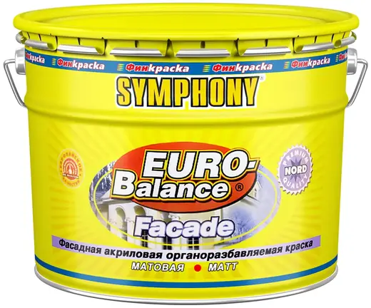 Финкраска Симфония Euro-Balance Facade Nord фасадная акриловая органоразбавляемая краска щелочестойкая (10 л) белая