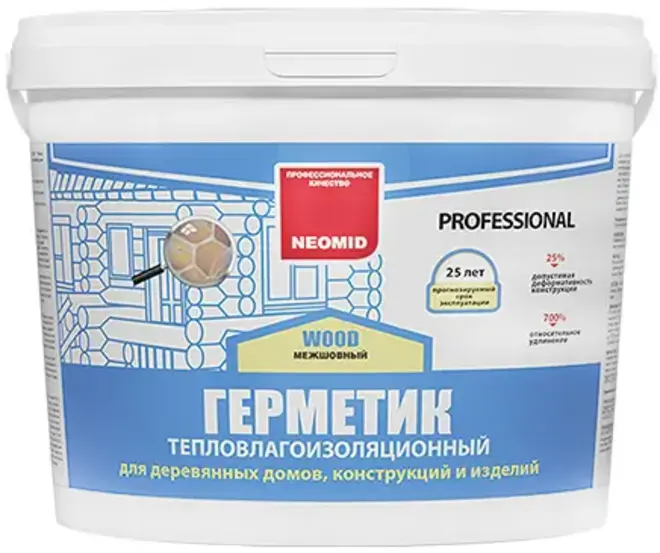 Неомид Wood Professional Межшовный герметик тепловлагоизоляционный (3 кг) медовый