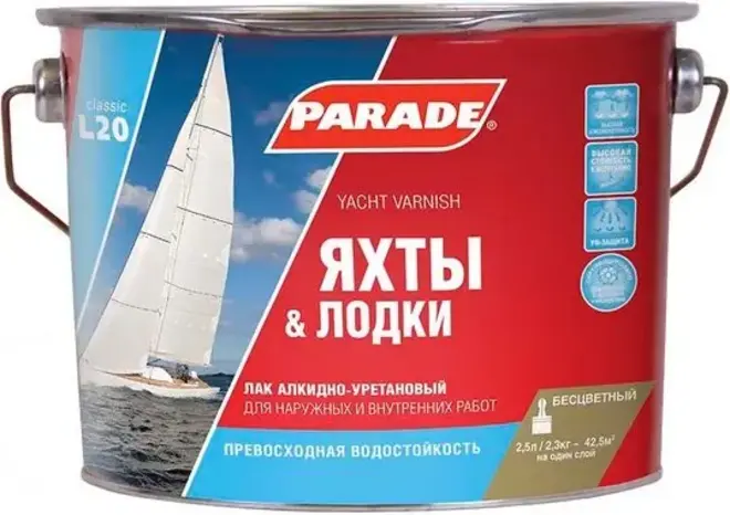 Parade L20 Яхты & Лодки лак алкидно-уретановый (2.5 л) полуматовый