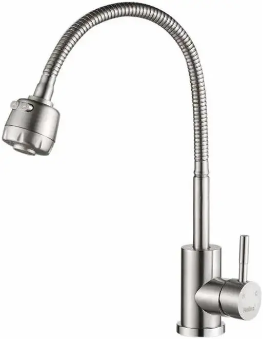 Haiba HB73304 смеситель для кухни с гибким изливом стальной (HB73304)