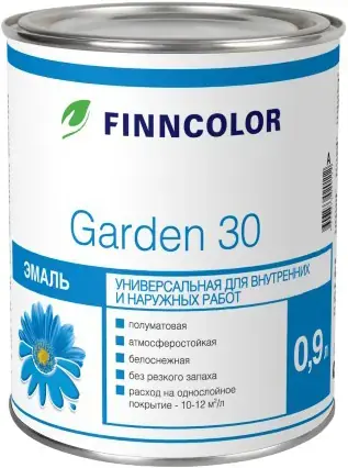 Финнколор Garden 30 эмаль универсальная для внутренних и наружных работ алкидная (900 мл) белоснежная