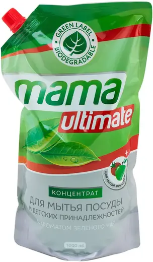 Mama Ultimate с Ароматом Зеленого Чая концентрат для мытья посуды и детских принадлежностей (1 л) 12 бутылок с дозатором