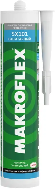 Макрофлекс SX101 силиконовый герметик санитарный сантехнический (290 мл) бесцветный 300 мл/1.5-20 п.м