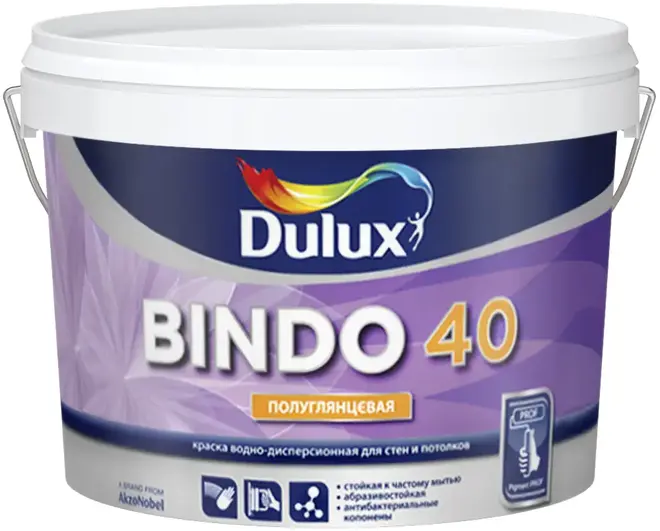 Dulux Luxium Professional Bindo 40 водно-дисперсионная краска для стен и потолков (9 л) белая