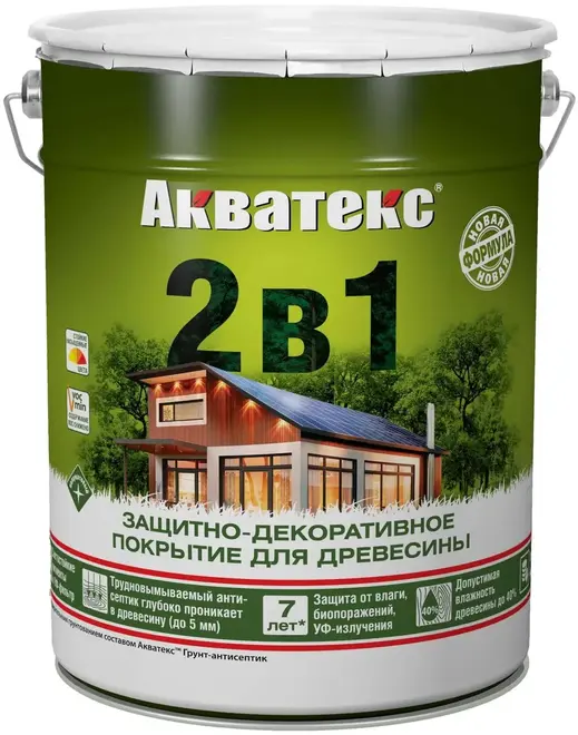 Акватекс 2 в 1 защитно-декоративное покрытие для древесины (18 л) бесцветное Россия