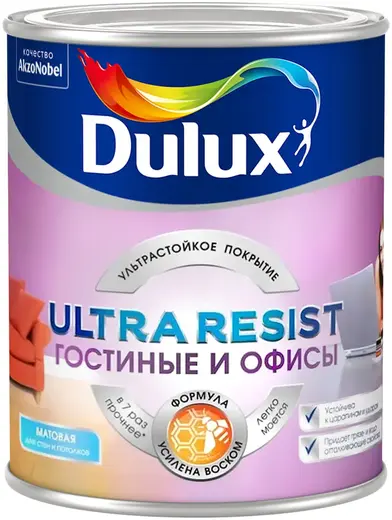 Dulux Ultra Resist Гостиные и Офисы краска для стен и потолков (2.25 л) бесцветная