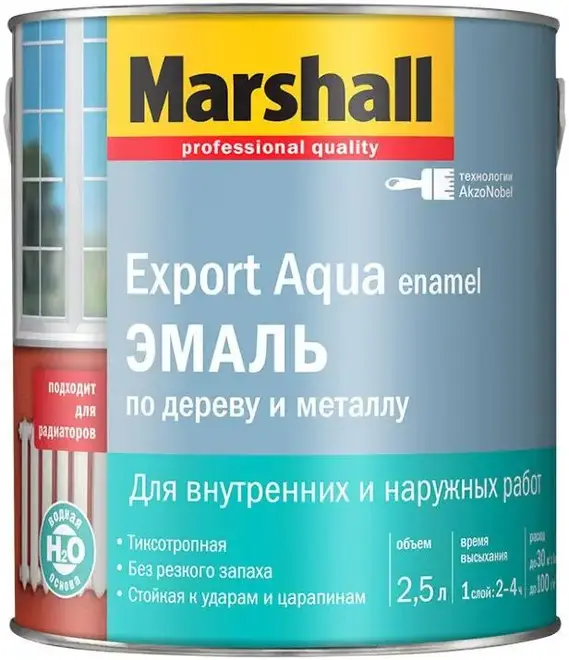 Marshall Masterline Export Aqua Enamel эмаль по дереву и металлу (2.5 л) белая полуматовая