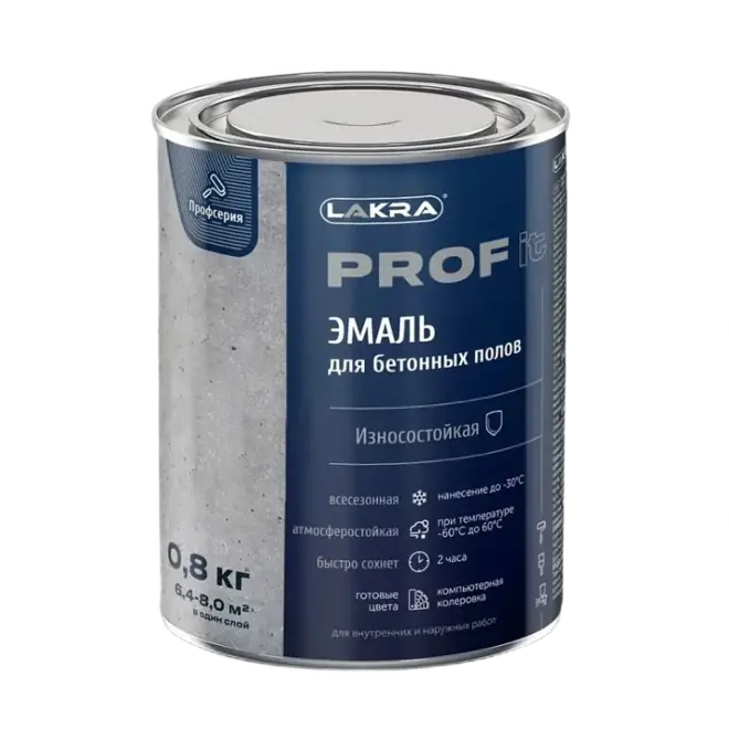 Лакра Prof It эмаль для бетонных полов износостойкая быстросохнущая (800 г) серое окно RAL 7040