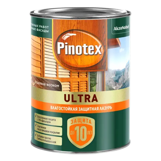 Пинотекс Ultra высокоустойчивая декоративная пропитка для защиты древесины (1 л ) рябина Эстония