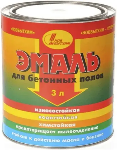 Новбытхим эмаль для бетонных полов износостойкая водостойкая (3 л) зеленая