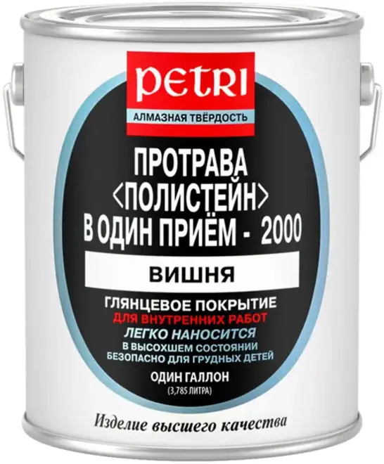 Петри Полистейн в Один Прием - 2000 полиуретановый цветной лак протрава (3.78 л) вишня