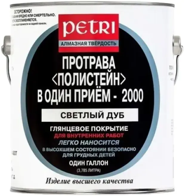 Петри Полистейн в Один Прием - 2000 полиуретановый цветной лак протрава (3.78 л) светлый дуб