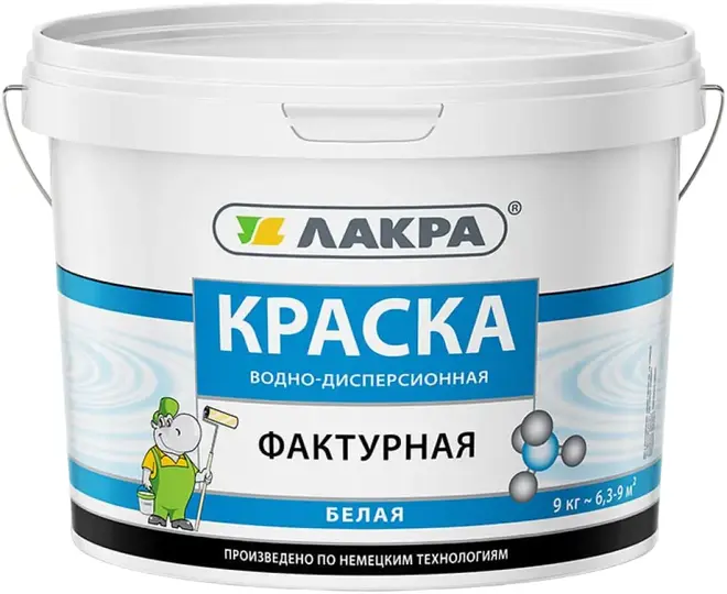 Лакра краска водно-дисперсионная фактурная (9 кг) белая