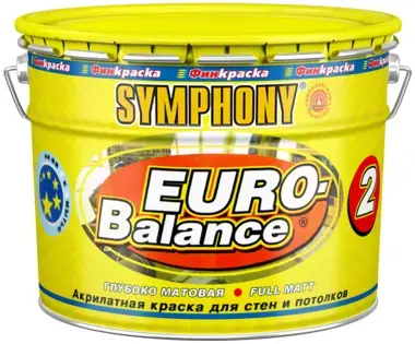 Финкраска Симфония Euro-Balance 2 акрилатная краска для стен и потолков (3 л металл) ослепительно-белая
