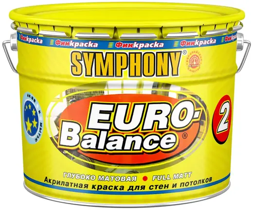 Финкраска Симфония Euro-Balance 2 акрилатная краска для стен и потолков (10 л металл) ослепительно-белая