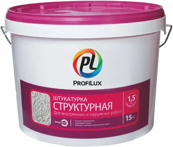 Профилюкс штукатурка структурная для внутренних и наружных работ (15 кг)