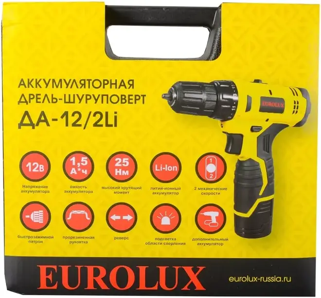 Eurolux ДА-12/2Li дрель-шуруповерт аккумуляторная №72/14/38 (12 В)