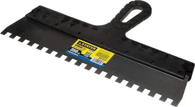 Stayer Professional Pro Flat шпатель зубчатый нержавеющий (350 мм) зубцы 10 * 10 мм