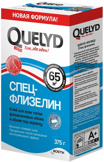 Quelyd Спец-Флизелин клей для всех типов флизелиновых обоев и обоев под окраску (375 г) 375 г/65 кв.м