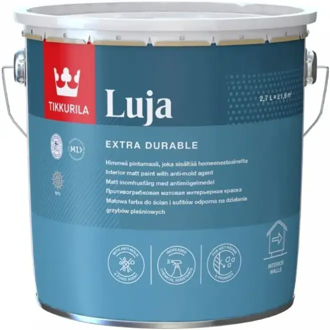 Тиккурила Tikkivala Luja Extra краска для стен и потолков для всех типов помещений (2.7 л) белая база A полуматовая