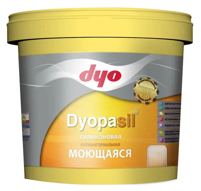 DYO Dyopasil краска интерьерная силиконовая антибактериальная моющаяся (3 кг) белая