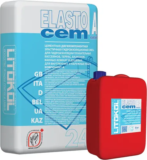 Литокол Elastocem цементная эластичная гидроизоляционная смесь (24 кг)