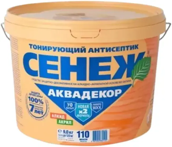 Сенеж Аквадекор тонирующий антисептик на алкидно-акрилатной основе (9 кг) №114 махагон