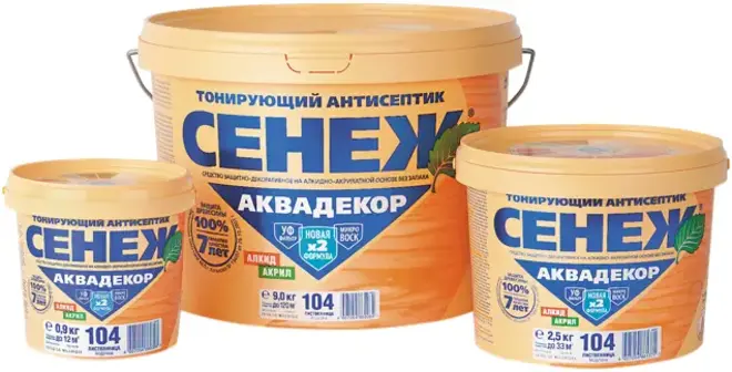Сенеж Аквадекор тонирующий антисептик на алкидно-акрилатной основе (900 г) №104 лиственница