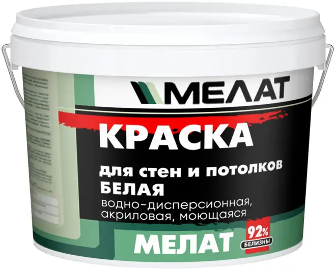 Мелат краска для стен и потолков водно-дисперсионная акриловая (15 кг) белая